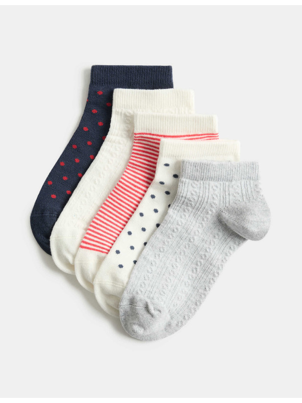 Marks & Spencer Csíkos Trainer Liners™ edzőzokni magas pamutarányú, 5 pár szett Marks & Spencer kék