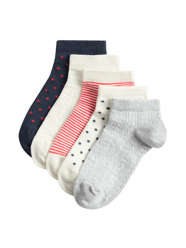 Marks & Spencer Csíkos Trainer Liners™ edzőzokni magas pamutarányú, 5 pár szett Marks & Spencer kék