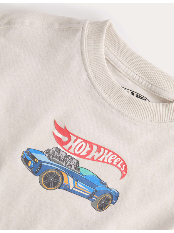Marks & Spencer Tiszta pamut póló Hot Wheels mintával (2–8 év) Marks & Spencer krémszín