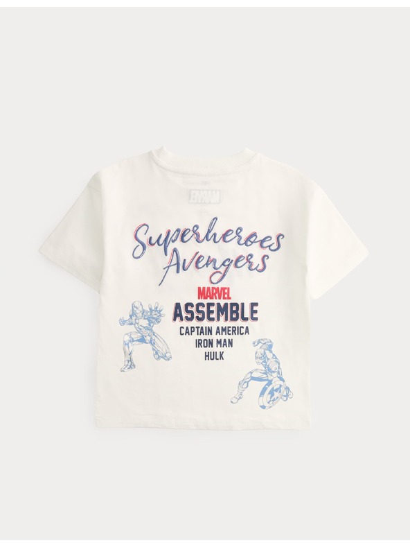 Marks & Spencer Tiszta pamut póló Marvel™ Avengers™ mintával (2–8 év) Marks & Spencer krémszín