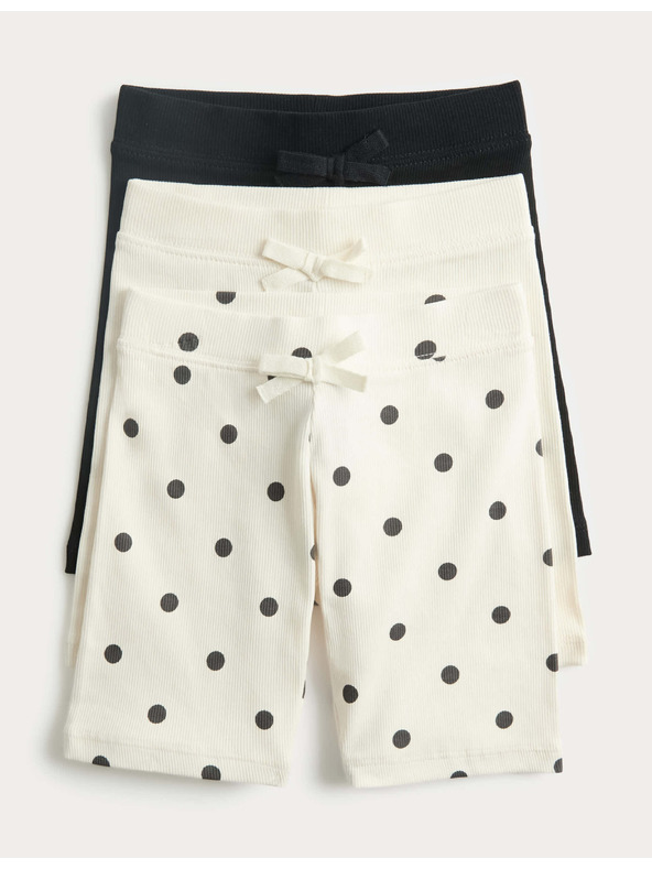 Marks & Spencer Pöttyös kerékpáros rövidnadrág magas pamutarányú, 3 db (2–8 év) Marks & Spencer krémszín
