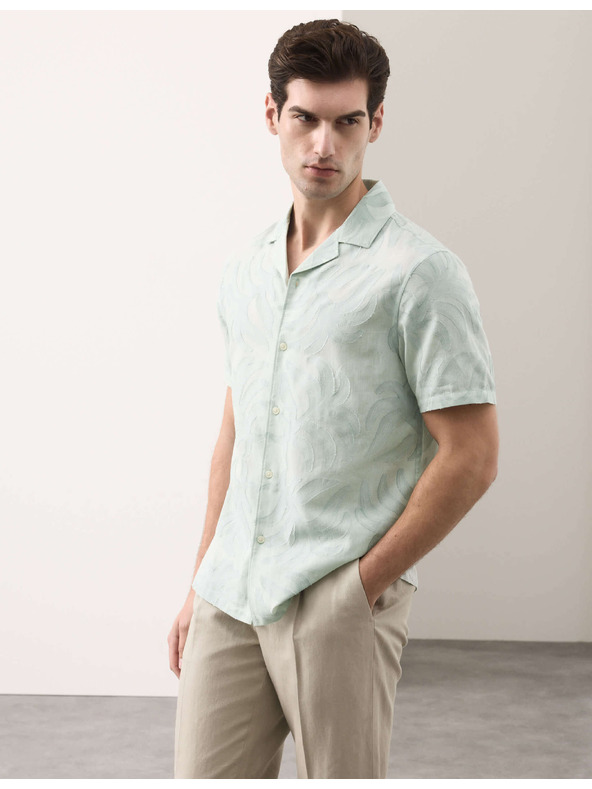 Marks & Spencer Jacquard ing magas pamutarányú rövid ujjal Marks & Spencer zöld