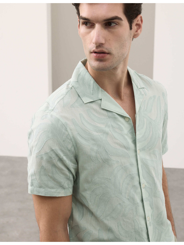Marks & Spencer Jacquard ing magas pamutarányú rövid ujjal Marks & Spencer zöld