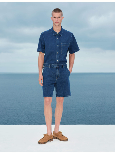 Marks & Spencer Rövid ujjú denim ing tiszta pamutból Marks & Spencer kék