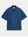 Marks & Spencer Rövid ujjú denim ing tiszta pamutból Marks & Spencer kék