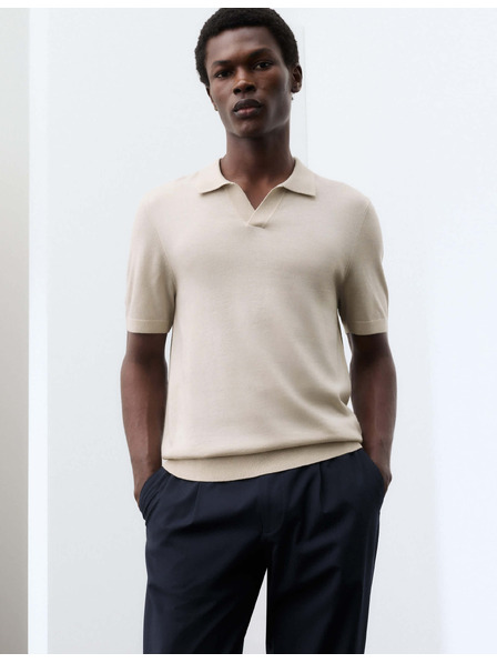 Marks & Spencer Kötött póló tiszta extra finom merino gyapjúból Marks & Spencer bézs