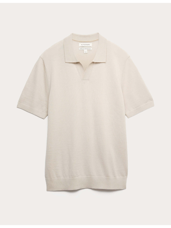 Marks & Spencer Kötött póló tiszta extra finom merino gyapjúból Marks & Spencer bézs