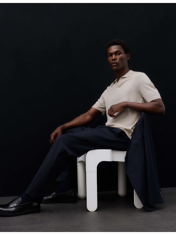 Marks & Spencer Kötött póló tiszta extra finom merino gyapjúból Marks & Spencer bézs