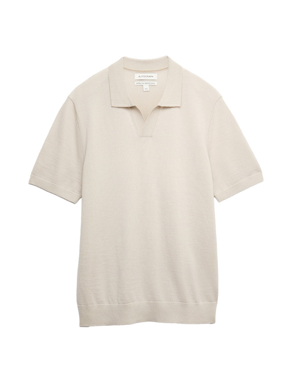 Marks & Spencer Kötött póló tiszta extra finom merino gyapjúból Marks & Spencer bézs