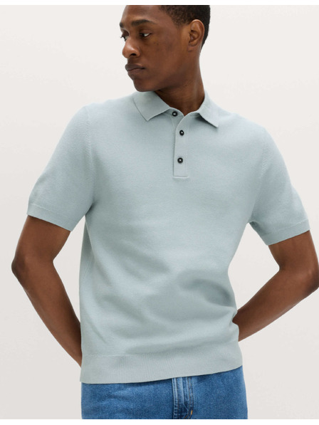 Marks & Spencer Textúrált kötött póló magas pamuttartalommal Marks & Spencer kék