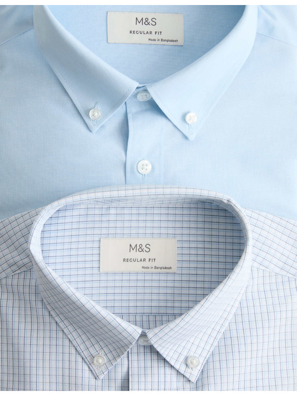 Marks & Spencer 2 darabos kockás rövid ujjú pólók szett, normál fazon Marks & Spencer kék