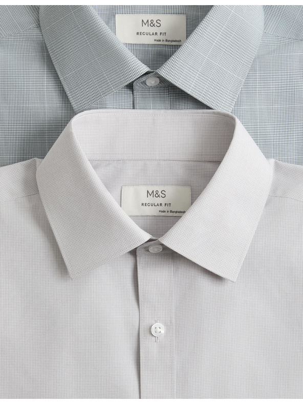 Marks & Spencer Marks & Spencer zöld, normál szabású kockás ingek, 2 db-os kiszerelésben, könnyen vasalhatók