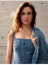 Marks & Spencer Folyós denim mini ruha tiszta pamutból sraffozással díszített Marks & Spencer tengerészkék