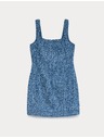 Marks & Spencer Folyós denim mini ruha tiszta pamutból sraffozással díszített Marks & Spencer tengerészkék