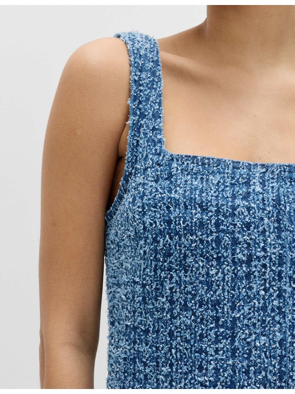 Marks & Spencer Folyós denim mini ruha tiszta pamutból sraffozással díszített Marks & Spencer tengerészkék
