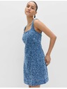 Marks & Spencer Folyós denim mini ruha tiszta pamutból sraffozással díszített Marks & Spencer tengerészkék