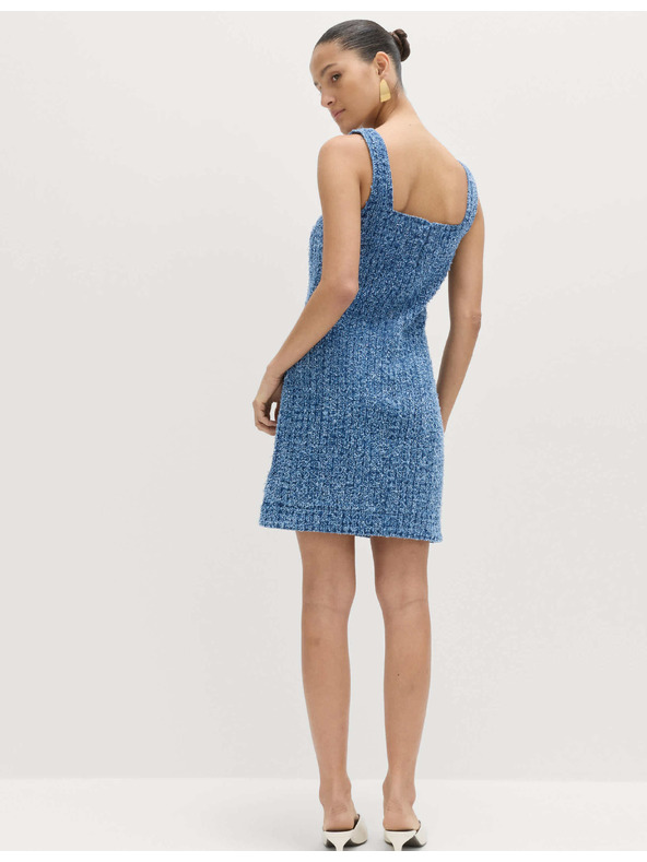 Marks & Spencer Folyós denim mini ruha tiszta pamutból sraffozással díszített Marks & Spencer tengerészkék