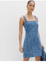 Marks & Spencer Folyós denim mini ruha tiszta pamutból sraffozással díszített Marks & Spencer tengerészkék