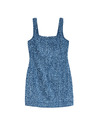 Marks & Spencer Folyós denim mini ruha tiszta pamutból sraffozással díszített Marks & Spencer tengerészkék