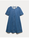 Marks & Spencer Folyós denim mini pólóruha tiszta pamutból Marks & Spencer tengerészkék