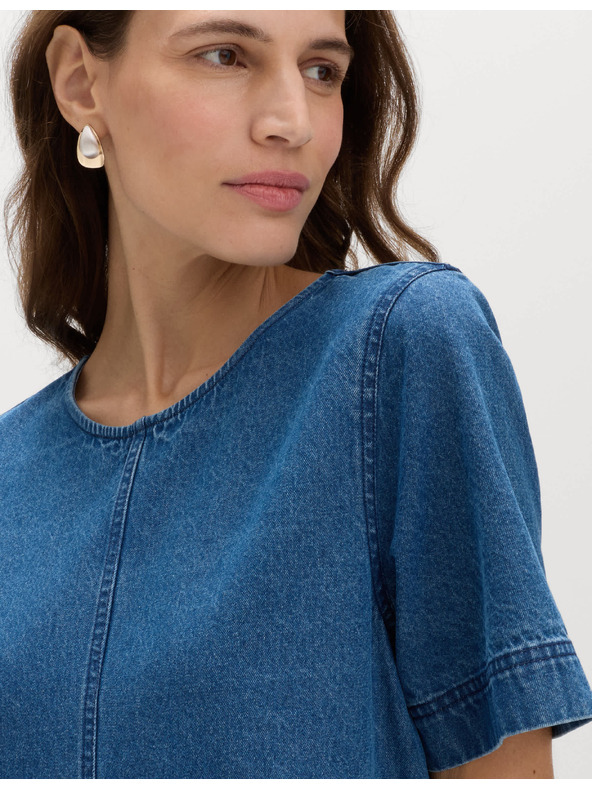Marks & Spencer Folyós denim mini pólóruha tiszta pamutból Marks & Spencer tengerészkék
