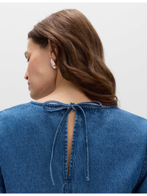 Marks & Spencer Folyós denim mini pólóruha tiszta pamutból Marks & Spencer tengerészkék