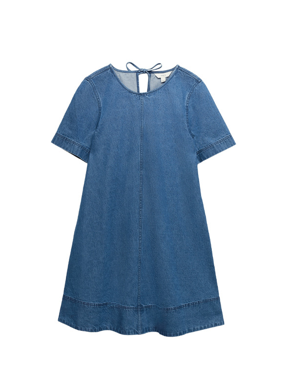 Marks & Spencer Folyós denim mini pólóruha tiszta pamutból Marks & Spencer tengerészkék