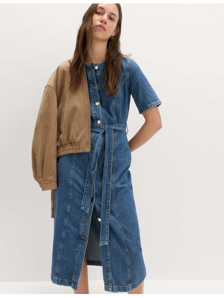 Marks & Spencer Denim gombos midi ruha kiemelt derékkal Marks & Spencer tengerészkék