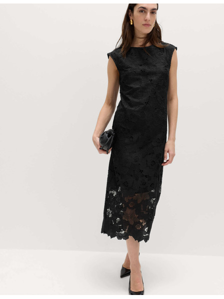 Marks & Spencer Midi ceruza ruha csipkés kivágatokkal Marks & Spencer fekete