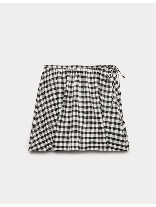 Marks & Spencer Miniatűr gombás szoknya Gingham anyagból, pamutkevert Marks & Spencer fekete