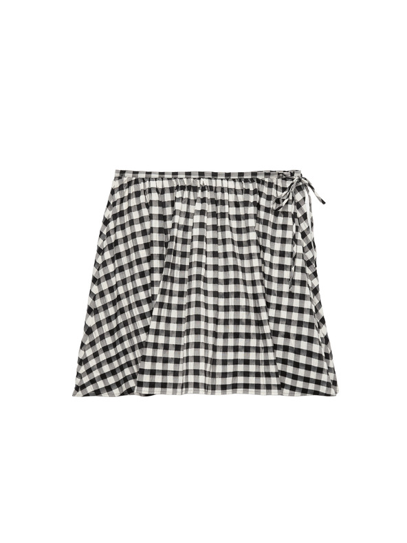 Marks & Spencer Miniatűr gombás szoknya Gingham anyagból, pamutkevert Marks & Spencer fekete