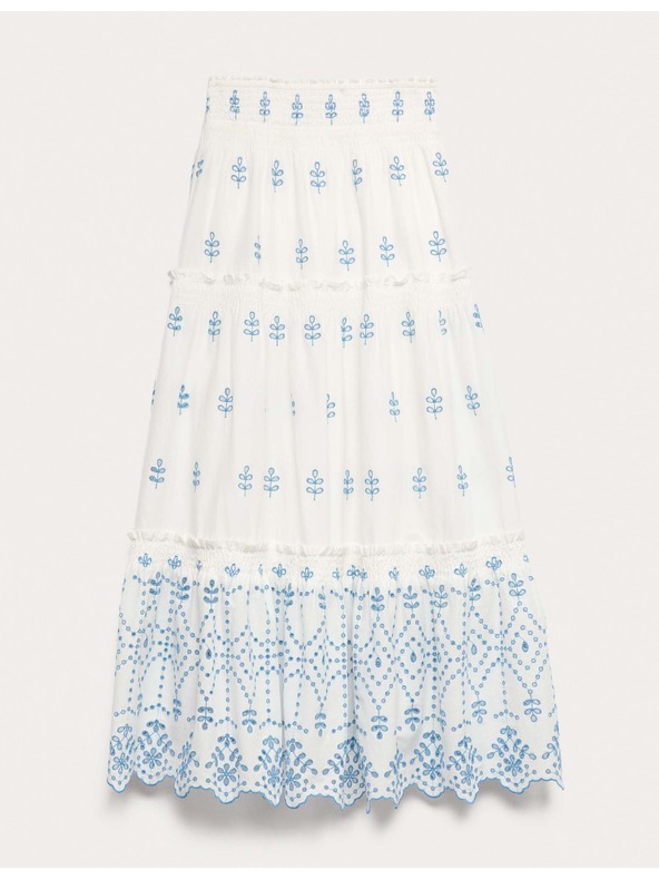 Marks & Spencer Hímzett gyűjtött midaxi szoknya tiszta pamutból Marks & Spencer fehér