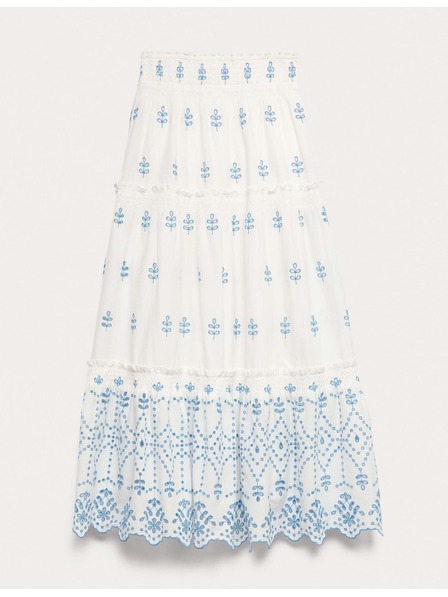 Marks & Spencer Hímzett gyűjtött midaxi szoknya tiszta pamutból Marks & Spencer fehér