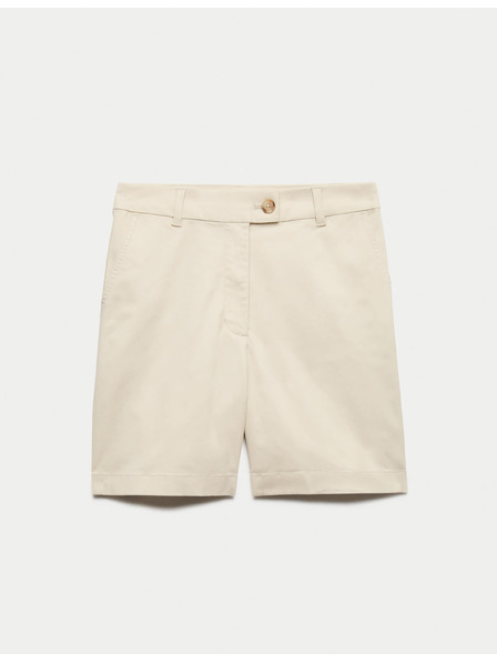 Marks & Spencer Chino rövidnadrág magas derekú magas pamutarányú Marks & Spencer krémszín