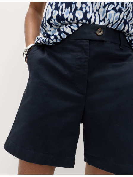 Marks & Spencer Chino rövidnadrág magas derekú magas pamutarányú Marks & Spencer tengerészkék