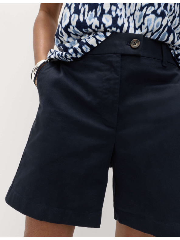 Marks & Spencer Chino rövidnadrág magas derekú magas pamutarányú Marks & Spencer tengerészkék