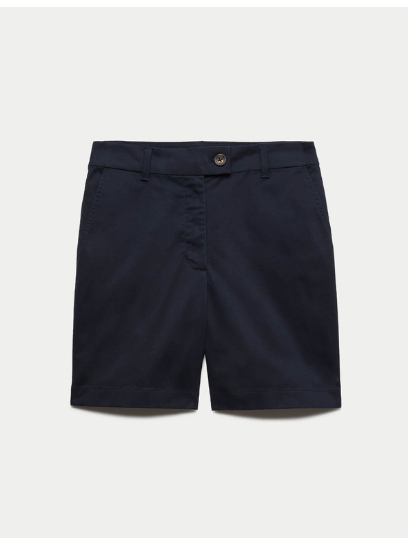 Marks & Spencer Chino rövidnadrág magas derekú magas pamutarányú Marks & Spencer tengerészkék