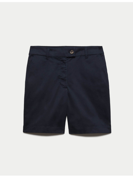 Marks & Spencer Chino rövidnadrág magas derekú magas pamutarányú Marks & Spencer tengerészkék