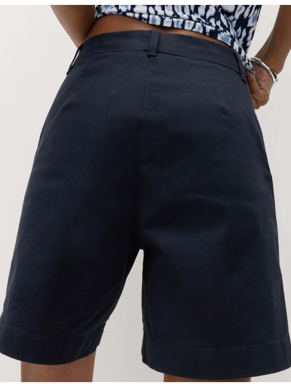 Marks & Spencer Chino rövidnadrág magas derekú magas pamutarányú Marks & Spencer tengerészkék