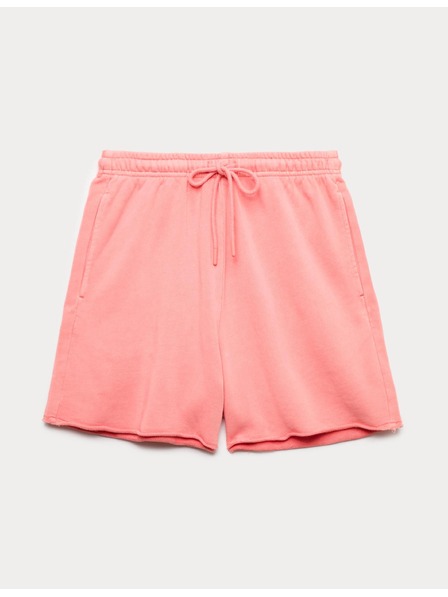 Marks & Spencer Melegítő rövidnadrág magas derekú tiszta pamutból Marks & Spencer rózsaszín
