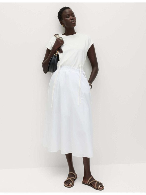 Marks & Spencer Poplin midi szoknya tiszta pamutból Marks & Spencer fehér