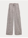 Marks & Spencer Gingham anyagból készült nadrág, magas lenvartartalmú széles lábszárú Marks & Spencer barna