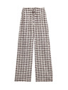 Marks & Spencer Gingham anyagból készült nadrág, magas lenvartartalmú széles lábszárú Marks & Spencer barna