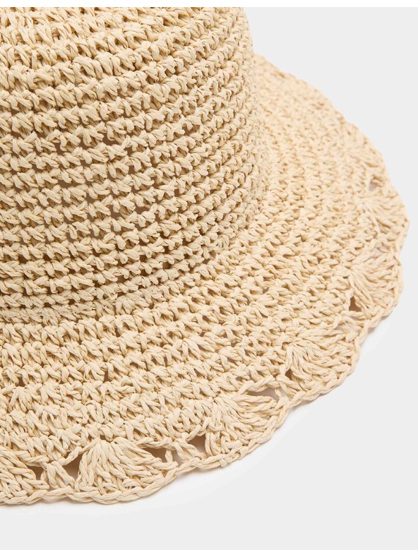 Marks & Spencer Zsinóros kalap vágott szélekkel fedora motívummal Marks & Spencer bézs