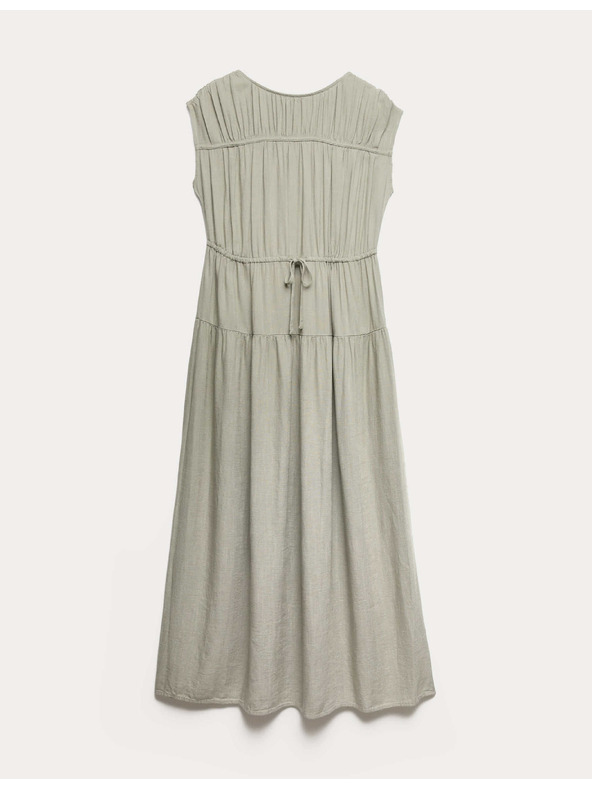 Marks & Spencer Maxi ruha kihangsúlyozott derékkal és gyűrt lennel Marks & Spencer zöld