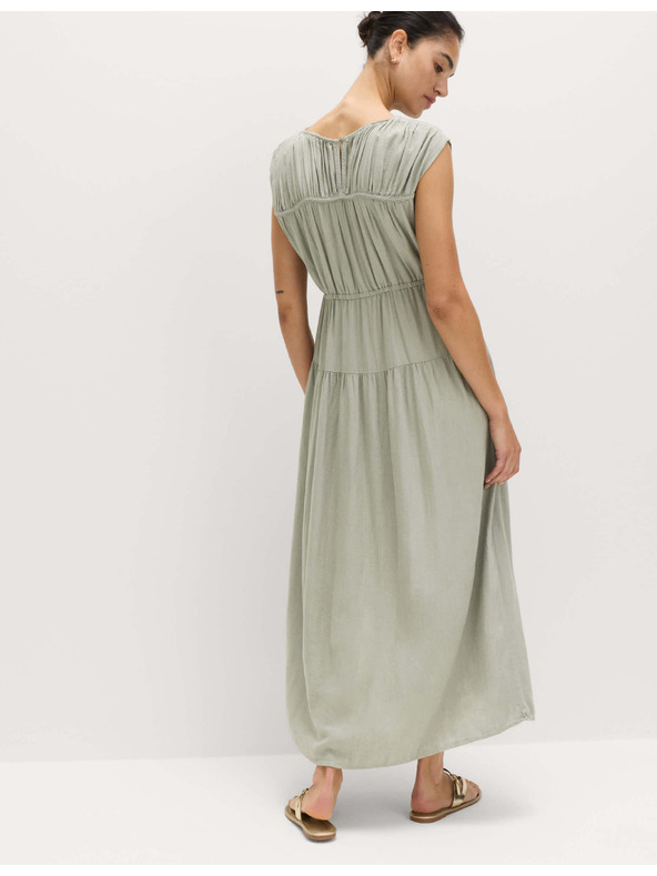 Marks & Spencer Maxi ruha kihangsúlyozott derékkal és gyűrt lennel Marks & Spencer zöld