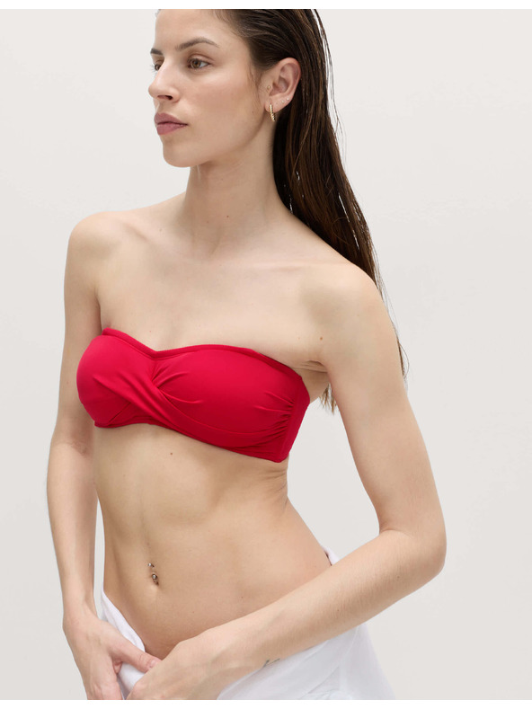 Marks & Spencer Bandeau melltartóval párnázott és csavart elöl részű bikini felső Marks & Spencer piros