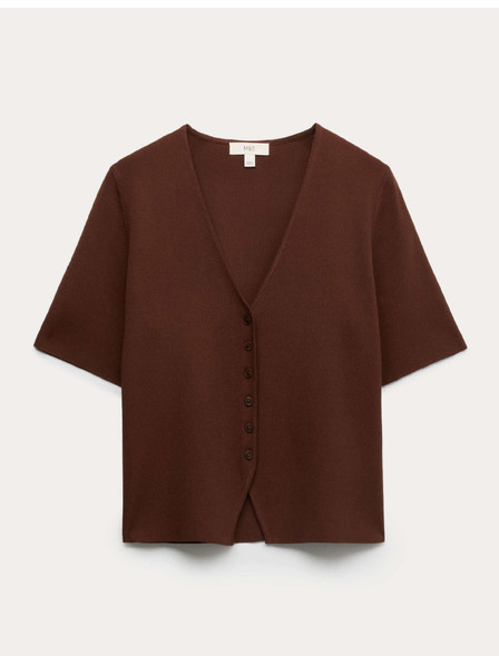 Marks & Spencer Egysoros kardigan keskeny szabásban V-nyakkivágással Marks & Spencer barna