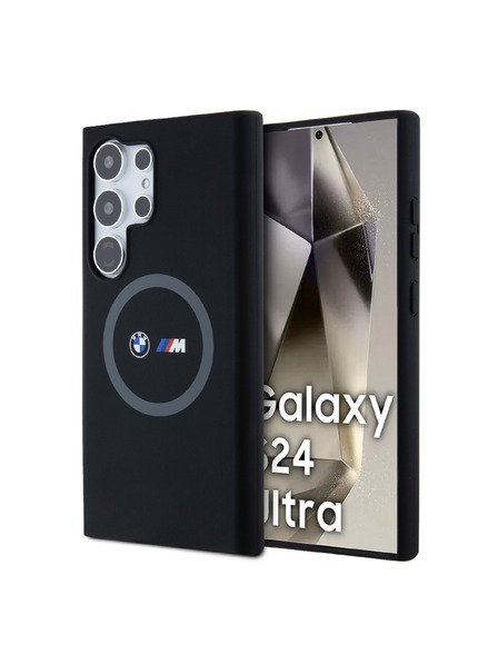 BMW BMW M Printed Round and Logo Magsafe Szilikon tok Samsung Galaxy S24 Ultra Black számára