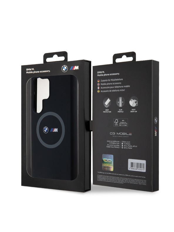 BMW BMW M Printed Round and Logo Magsafe Szilikon tok Samsung Galaxy S24 Ultra Black számára